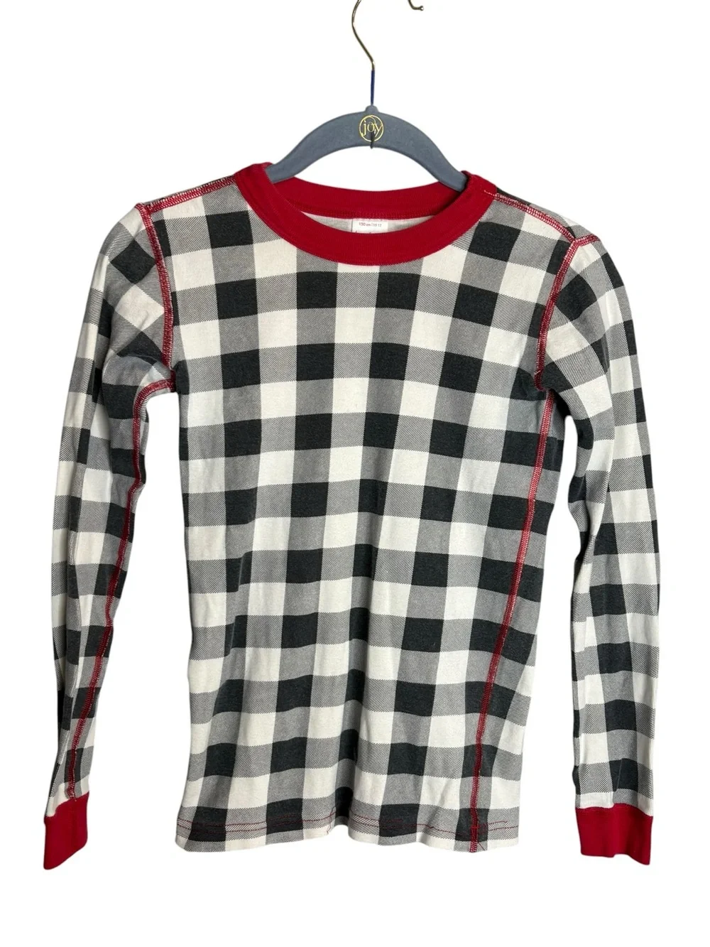 Hanna Andersson pajama set Black White Buffalo Plaid kids size 12 organic cotton